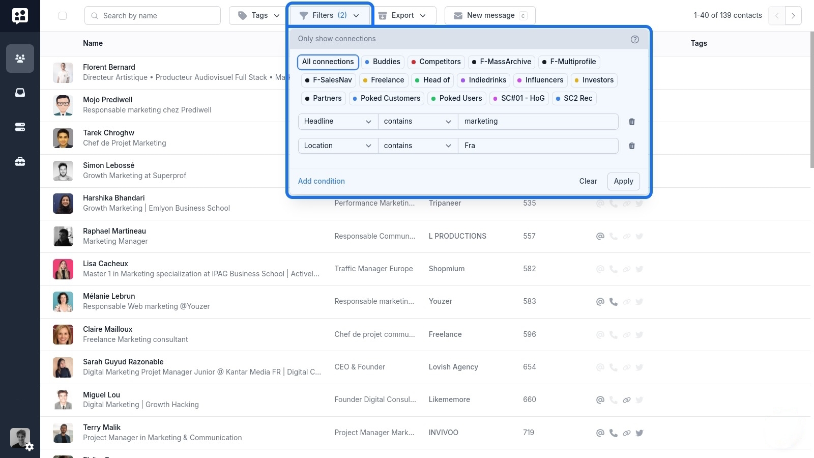 Filter your LinkedIn Network